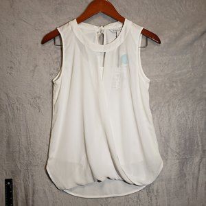 NWT 41 Hawthorne White Wrap Chiffon Layered Sleeveless Women's  XS Blouse